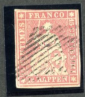 W6749  Swiss 1854-55  Scott #22 (o) SCV $110. 3 1/2 Margins  CDS - Offers Welcome - Gebruikt