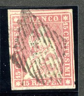 W6753  Swiss 1854-55  Scott #17 (o) SCV $175. 4 Margins  CDS - Offers Welcome - Gebruikt