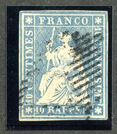 W6757  Swiss 1854  Scott #21 (o) SCV $125. 4 Margins  CDS - Offers Welcome - Used Stamps