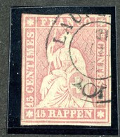 W6759  Swiss 1854  Scott #17a (o) SCV $190. 3 Margins  CDS - Offers Welcome - Used Stamps