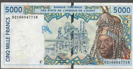 W.A.S. LETTER C BURKINA FASO  P313Cl 5000 FRANCS (20)02 XF-AU - West African States