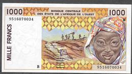 W.A.S. LETTER B BENIN  P211Bf  1000 FRANCS (19)95 AU-UNC - West African States