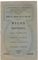 L'Union De Limoges Bilan Et Rapports Exercice Du 4 Septembre 1922 Au 4 Mars 1923 - Limousin