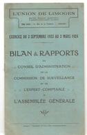 L'Union De Limoges Bilan Et Rapports Exercice Du  3 Septembre 1923 Au 2 Mars 1924 - Limousin
