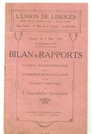 L'Union De Limoges Bilan Et Rapports Exercice Du  8 Mars 1926 Au 5 Septembre 1926 - Limousin