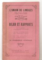 L'Union De Limoges Bilan Et Rapports Exercice Du  5 Mars 1928 Au 2 Septembre 1928 - Limousin