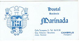 Carte De Visite Hostal Residencia Maribada, Calle Tarragona, Cambrils (vers 1970) - Cartes De Visite