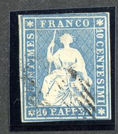 W6802  Swiss 1854  Scott #16 (o) SCV $80. 4 Margins - Offers Welcome - Used Stamps