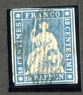 W6803  Swiss 1854  Scott #16 (o) SCV $80. 4 Margins - Offers Welcome - Used Stamps