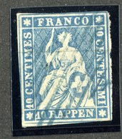 W6804  Swiss 1854  Scott #16 (o) SCV $80. Almost 4 Margins - Offers Welcome - Usati