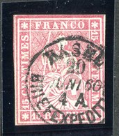 W6808  Swiss 1854  Scott #16 (o) SCV $65. 4 Margins Excellent- Offers Welcome - Oblitérés