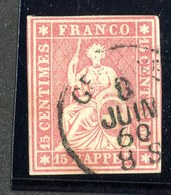 W6810  Swiss 1854  Scott #16 (o) SCV $65. 4 Margins Very Good- Offers Welcome - Usati