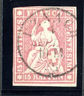 W6811  Swiss 1854  Scott #16 (o) SCV $65. 4 Margins Very Good- Offers Welcome - Oblitérés