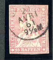 W6814  Swiss 1854  Scott #16 (o) SCV $72. Pale Rose- 3 Margins - Offers Welcome - Used Stamps