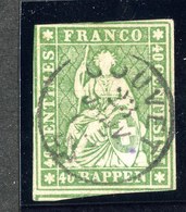 W6822  Swiss 1858  Scott #40 (o) SCV $100. - Almost 4 Margins Good- Offers Welcome - Oblitérés