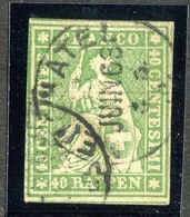 W6831  Swiss 1858  Scott #40 (o) SCV $100. -  4 Margins  Good- Offers Welcome - Gebraucht