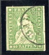 W6832  Swiss 1858  Scott #40 (o) SCV $100. -  4 Margins  Good- Offers Welcome - Used Stamps