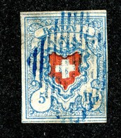 W6835  Swiss 1850  Scott #10 (o) SCV $125. -  4 Margins - Offers Welcome - 1843-1852 Federale & Kantonnale Postzegels