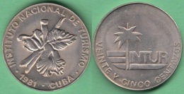 1981-MN-134 CUBA INTUR TOKEN 25c 1981 ORQUIDEA ORCHILD FLOWER XF PLUS. - Cuba