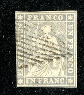 W6857  Swiss 1855-57  Scott #30 (o) SCV $1000. - 3 Margins Black Thread Scarce - Offers Welcome - Gebruikt