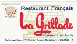 Carte De Visite Restaurant Français La Grillade, Calle Astilleros, Cambrils (années 1970) - Visiting Cards