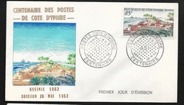 C. I. FDC Lettre Illustrée 1er Jour Assinie Le 26/051962 Le N° 206  Centenaire De La Poste D'Assinie  Cachet Losange  TB - Costa De Marfil (1960-...)