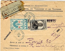 1948- Enveloppe RECC. Des P T T Affr. 6f   D'AMBALAVAO Avec étiquette "Par Avion "  Des P T T - Lettres & Documents