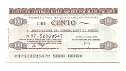 1977 - Italia - Istituto Centrale Delle Banche Popolari Italiane - Ass. Dei Commercianti Di Arezzo ---- - [10] Scheck Und Mini-Scheck