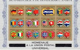 Honduras 1975, 100th UPU, Flags, 12val In BF - Stamps