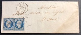 1852 Louis Napoléon N°10c 25c X 2 Enveloppe De Lille PC1727 Pour St Omer - 1852 Luigi-Napoleone