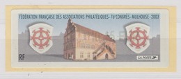 FRANCE 2003  76ème CO GRES DE MULHOUSE VIGNETTE LISA  FACIALE 0.45 - 1999-2009 Illustrated Franking Labels