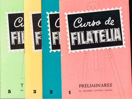 31 (1965ca). CURSO DE FILATELIA. Conjunto De Cuatro Cuadernos Nº1, 2, 3 Y 5 (a Falta Del 4). Por Diversos Autores (1965c - Andere & Zonder Classificatie