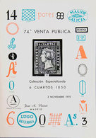 44 1970. Subasta COLECCION ESPECIALIZADA 6 CUARTOS NEGRO. Catálogo De José A. Vicenti. Madrid, 2 De Noviembre De 1970. ( - Otros & Sin Clasificación