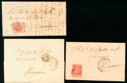 147 (1843ca). Conjunto De Cuatro Cartas, Un Frontal Con La Marca S.FRANCO, De Sariñena (P.E.3) Edición 2004 Y Un Fragmen - ...-1850 Prefilatelia