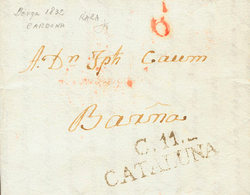 152 1832. BERGA (BARCELONA) A BARCELONA. Marca C.11 / CATALUÑA, En Negro De Cardona (P.E.5) Edición 2004. MAGNIFICA. - ...-1850 Prephilately