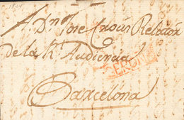 155 1824. BASCARA (GERONA) A BARCELONA. Marca GERONA, En Rojo (P.E.4) Edición 2004. MAGNIFICA Y MUY RARA. - ...-1850 Vorphilatelie