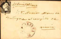 172 1850. Sobre 1A. 6 Cuartos Negro. MONTALVO A VITORIA. Matasello ARAÑA, Al Lado Marca Prefilatélica CASALAREYNA, En Ro - Other & Unclassified