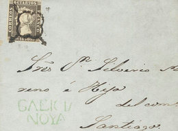 173 1850. Sobre 1A. 6 Cuartos Negro (II-10). Frontal De NOYA (GALICIA) A SANTIAGO. En El Frente Marca Prefilatélica GALI - Altri & Non Classificati