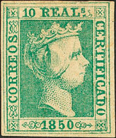 191 1850. * 5. 10 Reales Verde. Color Muy Intenso. MAGNIFICO. Cert. GRAUS. Edifil 2018: 6300? - Sonstige & Ohne Zuordnung