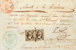 195 1851. Sobre 6(2). 6 Cuartos Negro, Pareja. Registro De Embarque De ALICANTE A LA HABANA (CUBA), Transportado Por El  - Other & Unclassified