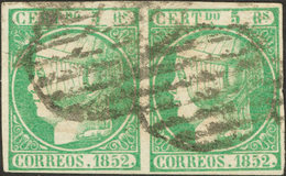 211 1852. º 15(2). 5 Reales Verde, Pareja. MAGNIFICA. Edifil 2014: 435? - Andere & Zonder Classificatie