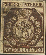 219 1853. º 22. 1 Cuarto Bronce. Color Muy Intenso. MAGNIFICO. Cert. CEM. Edifil 2018: 745? - Altri & Non Classificati