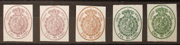 232 1855. (*) 38P(5). Conjunto De CINCO ENSAYOS DE COLOR Del 1 Libra Sobre Papel Blanco En Colores Violeta, Violeta Gris - Autres & Non Classés