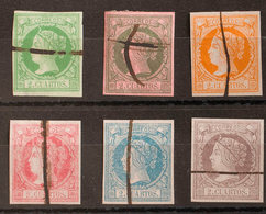 245 1860. º 51P(6). 2 Cuartos Verde, 2 Cuartos Verde Sobre Rosado, 2 Cuartos Naranja, 2 Cuartos Rosa, 2 Cuartos Azul Y 2 - Sonstige & Ohne Zuordnung