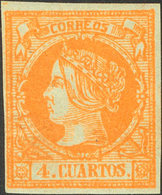 249 1860. * 52F. 4 Cuartos Naranja. FALSO POSTAL TIPO VI. MAGNIFICO. - Otros & Sin Clasificación