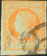 252 1860. º 52F. 4 Cuartos Naranja FALSO POSTAL TIPO XV. MAGNIFICO Y RARO. - Andere & Zonder Classificatie