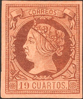 255 1860. * 54. 19 Cuartos Castaño. Color Excepcional Y Enormes Márgenes. PIEZA DE LUJO. Cert. CEM. - Otros & Sin Clasificación