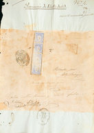 286 (1872ca). Sobre 107F(4). 50 Mils Ultramar FALSO POSTAL TIPO IX, Cuatro Sellos Adheridos Sobre Expediente Con Inscrip - Other & Unclassified