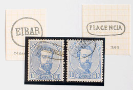 318 1872. º 121(2). Precioso Conjunto De Dos Sellos Del 10 Cts Ultramar Inutilizados Con Matasellos Especiales Lineal PL - Altri & Non Classificati