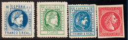 322 (1875ca). Conjunto De Cuatro Viñetas O Proyectos No Adoptados De Sellos Carlistas De 2 Cuartos Verde, 1 Real Azul (d - Sonstige & Ohne Zuordnung